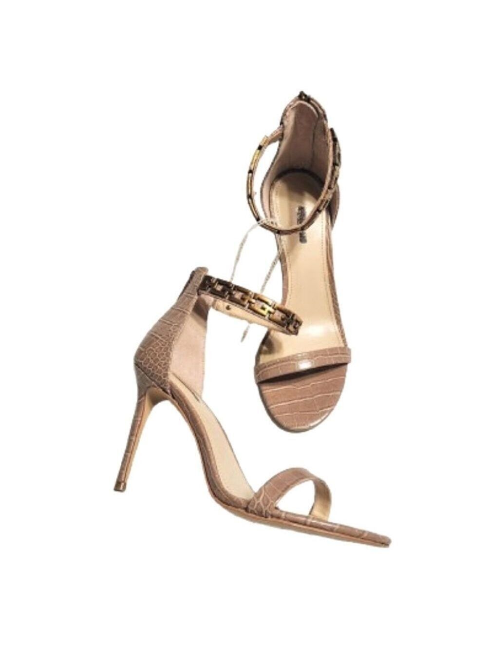 Guess Kaida Ankle Strap Heels Taupe Gold Size 10